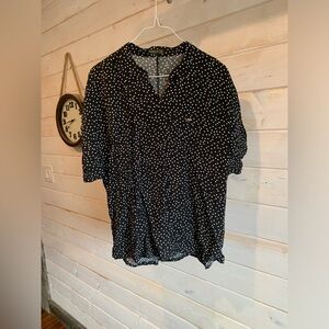 Freego | Black & White Polka Dot Short Sleeve Blouse